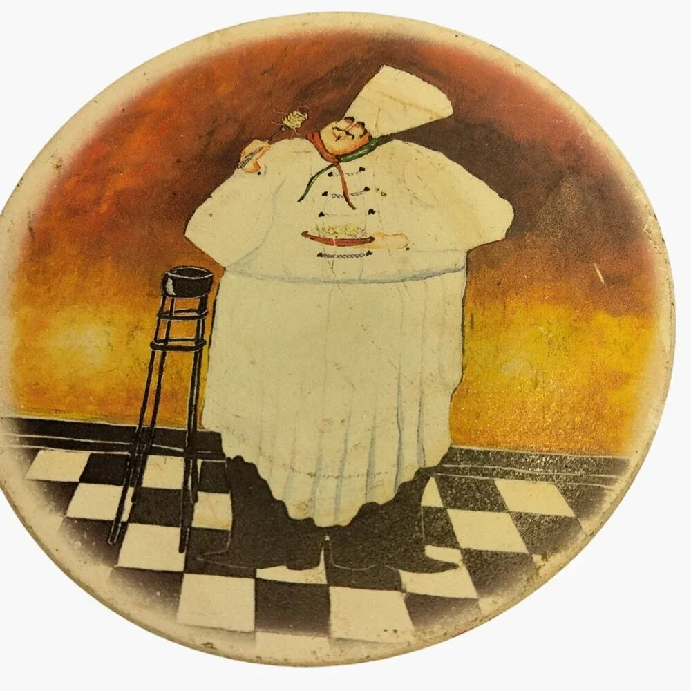 Sakura Fat Chef  Round Coasters Wine Culinary Cork Backed